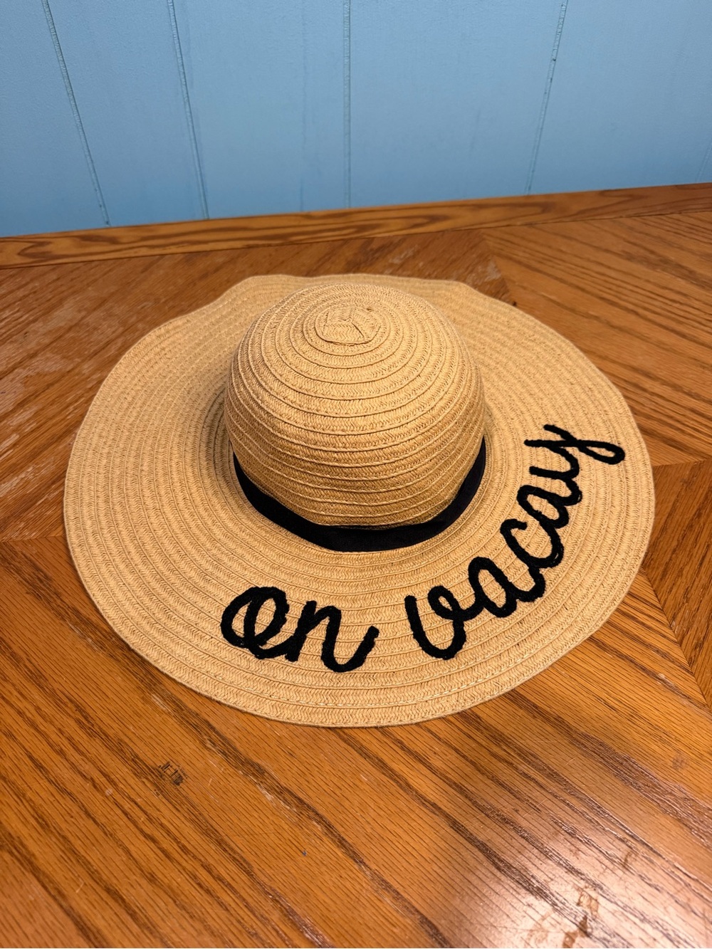 On Vacay Straw Sun Hat with Black Trim - Kids Accessories